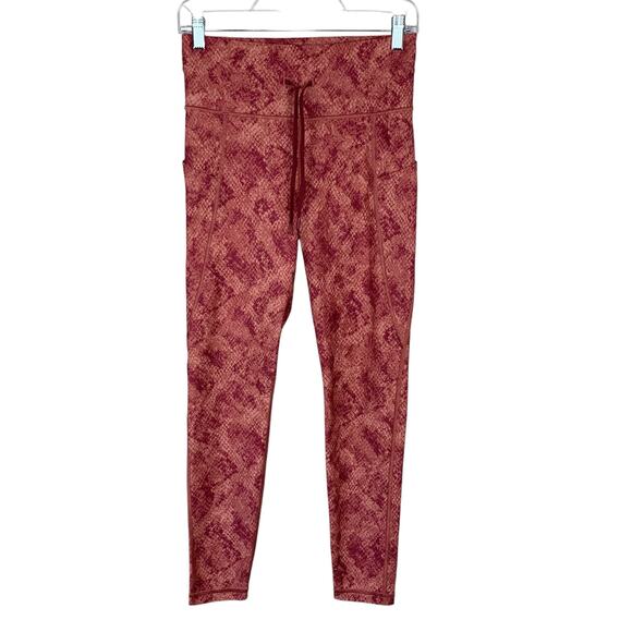 Gap GapFit Blackout Leggings Pink Red Snakeskin Pockets Full Length Women's S - Picture 1 of 7